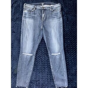Silver Jeans Co.‎ Robson Distressed High Rise Skinny Jeans Sz 14